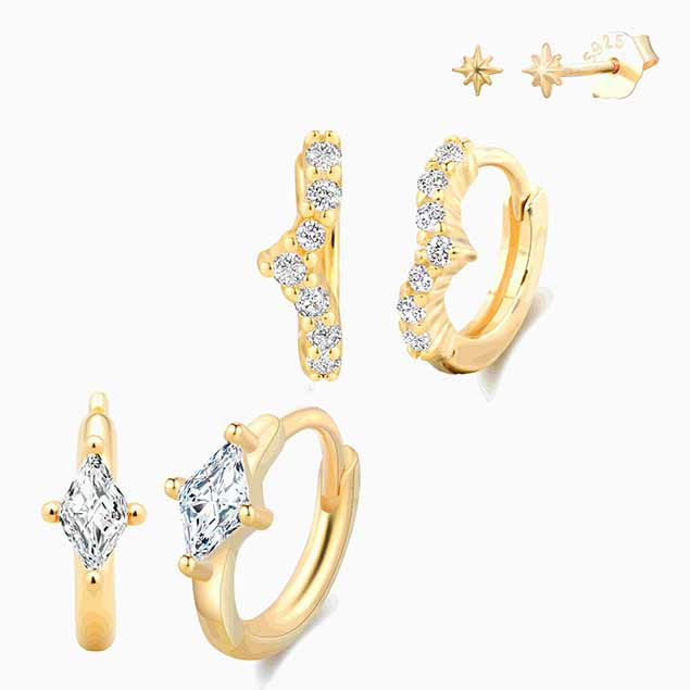 Gold Dainty Star Earring Set