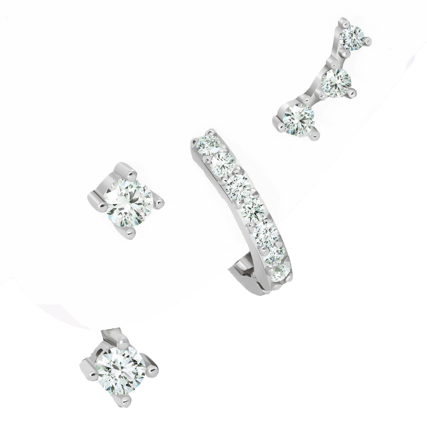 Silver Minimalist Earring Stack Set