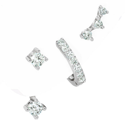 Silver Minimalist Earring Stack Set